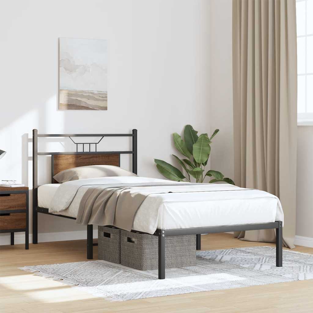 Cadre de lit sans matelas chêne marron 90x190cm bois ingénierie - XIOS