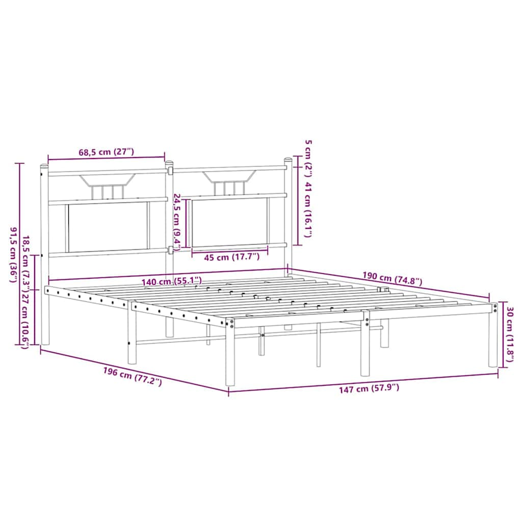 Cadre de lit sans matelas chêne marron 140x190 cm - XIOS