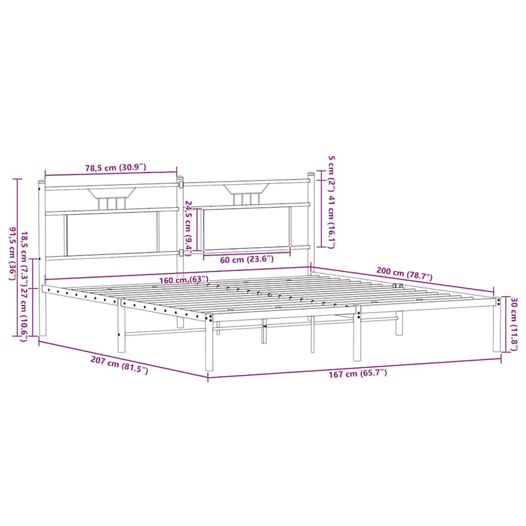 Cadre de lit sans matelas chêne marron 160x200 cm - XIOS