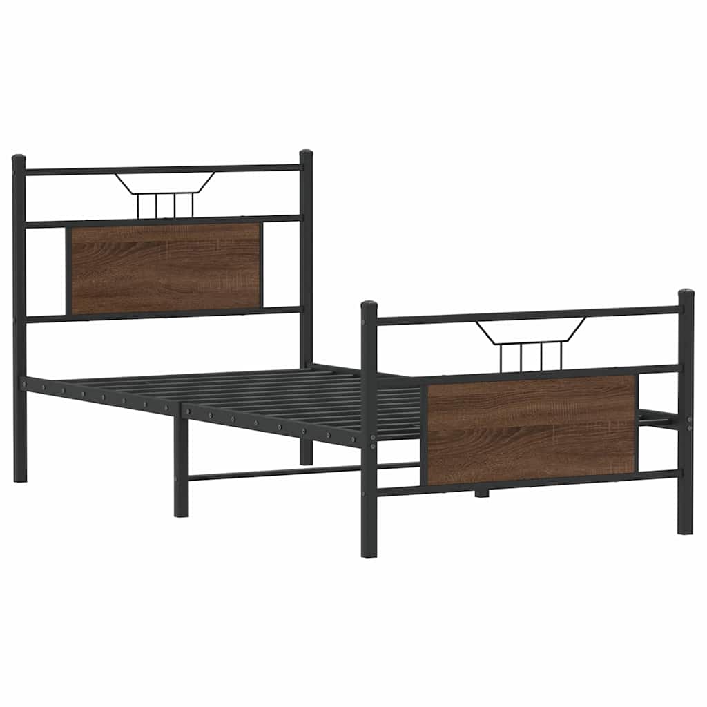 Cadre de lit sans matelas chêne marron 75x190cm bois ingénierie - XIOS