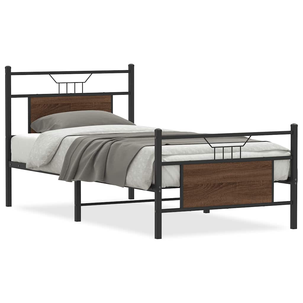 Cadre de lit sans matelas chêne marron 80x200cm bois ingénierie - XIOS