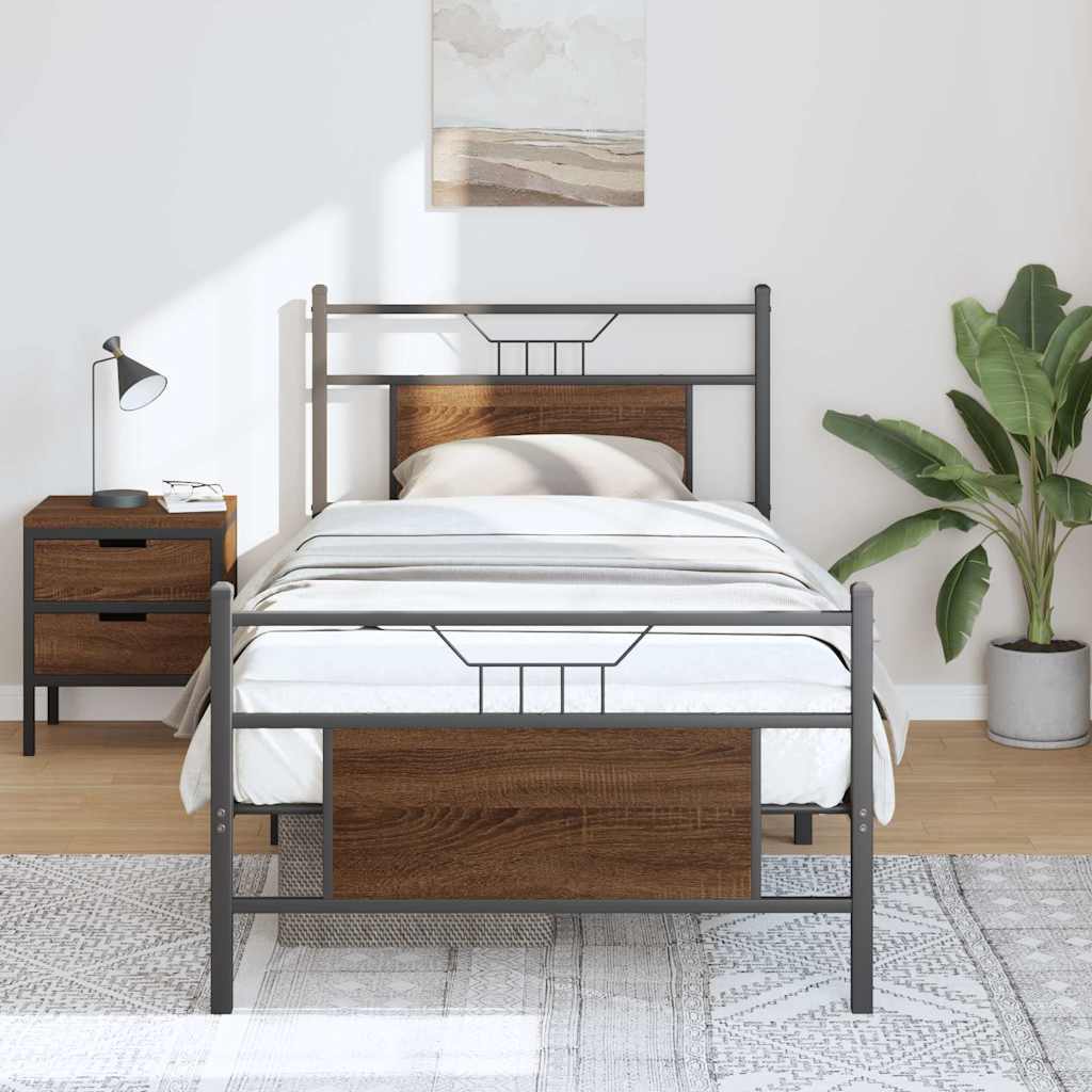 Cadre de lit sans matelas chêne marron 80x200cm bois ingénierie - XIOS