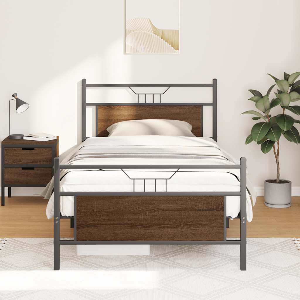 Cadre de lit sans matelas chêne marron 100x190 cm - XIOS