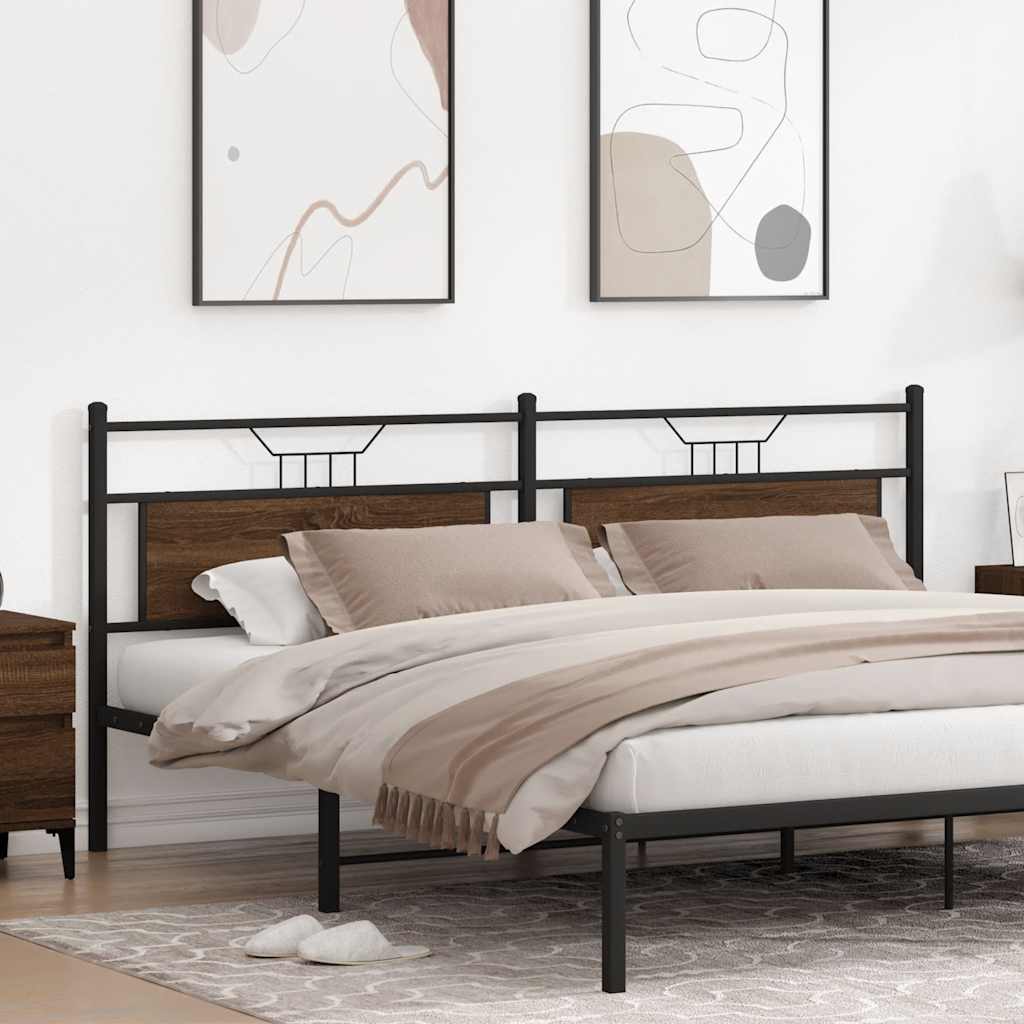 Tête de lit de remplacement chêne marron 193 cm bois d'ingénierie et acier - XIOS