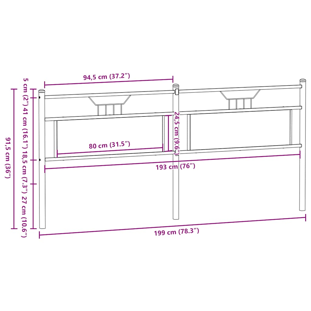 Tête de lit de remplacement chêne marron 193 cm bois d'ingénierie et acier - XIOS
