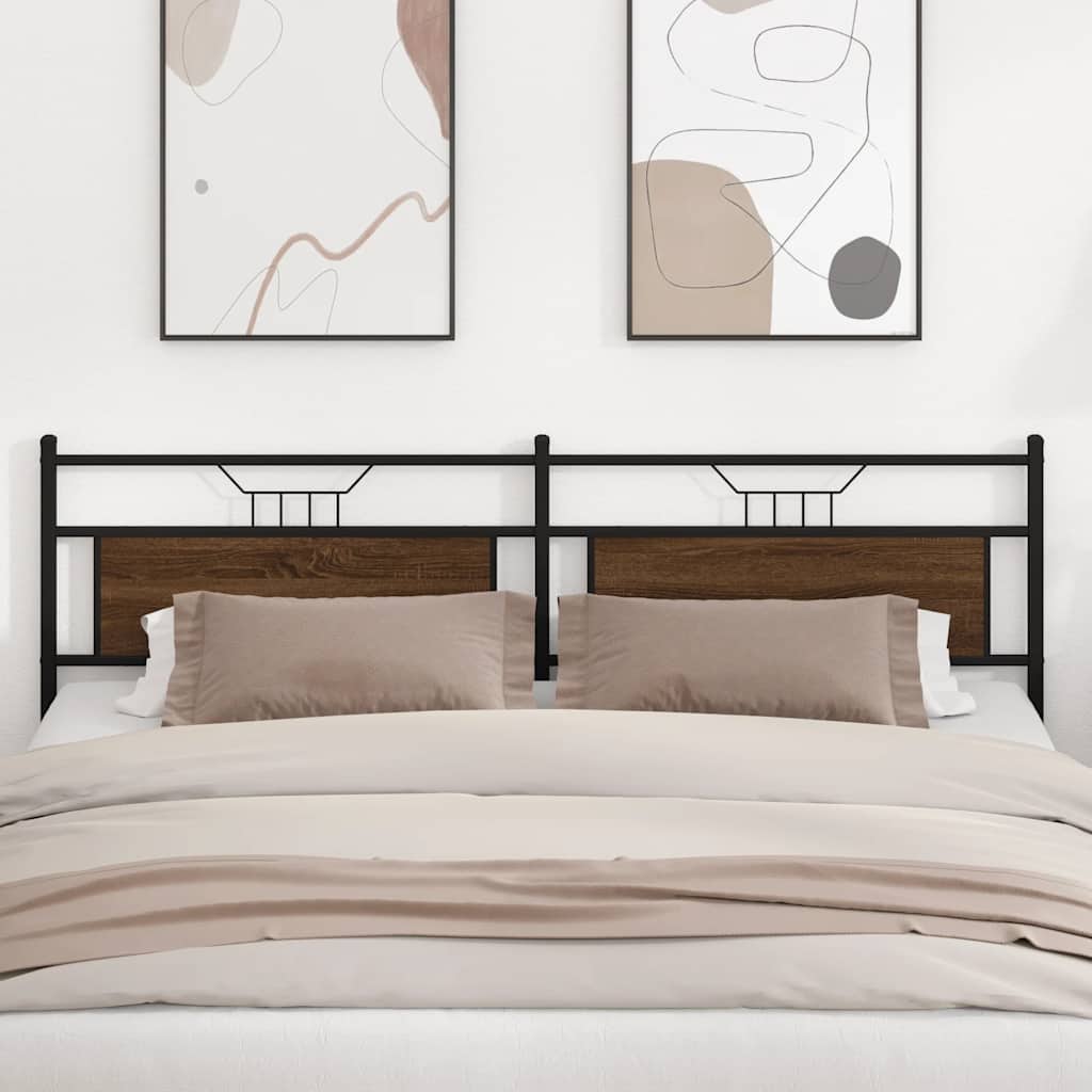 Tête de lit de remplacement chêne marron 193 cm bois d'ingénierie et acier - XIOS