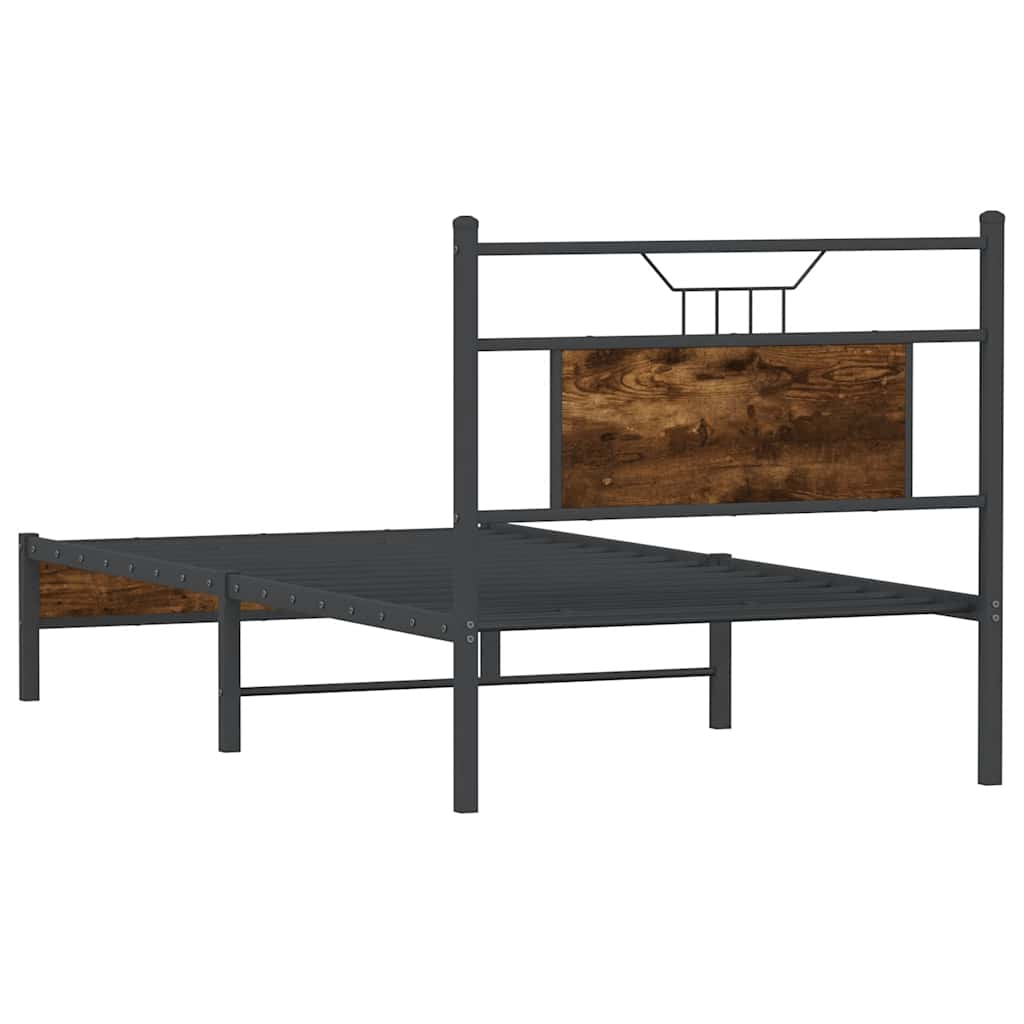 Cadre de lit sans matelas chêne fumé 75x190cm bois d'ingénierie - XIOS