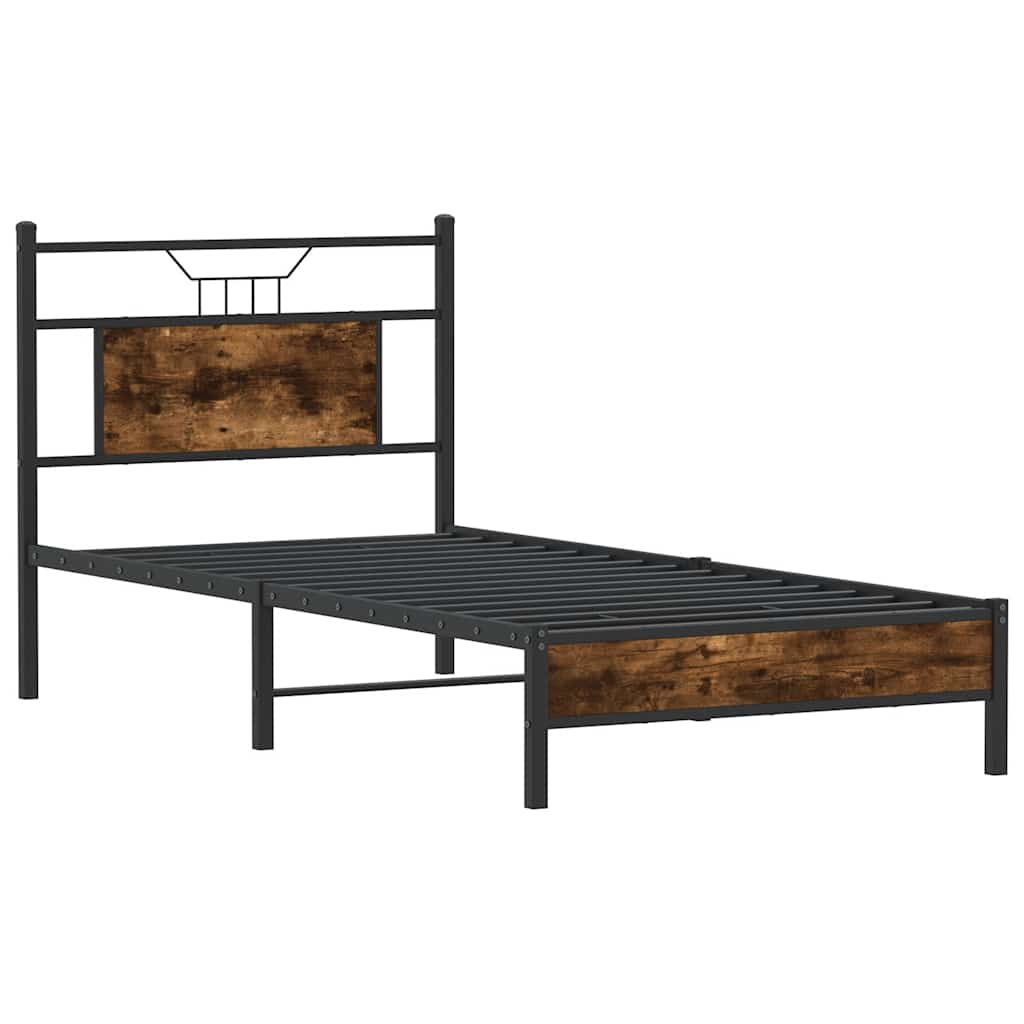 Cadre de lit sans matelas chêne fumé 80x200cm bois d'ingénierie - XIOS