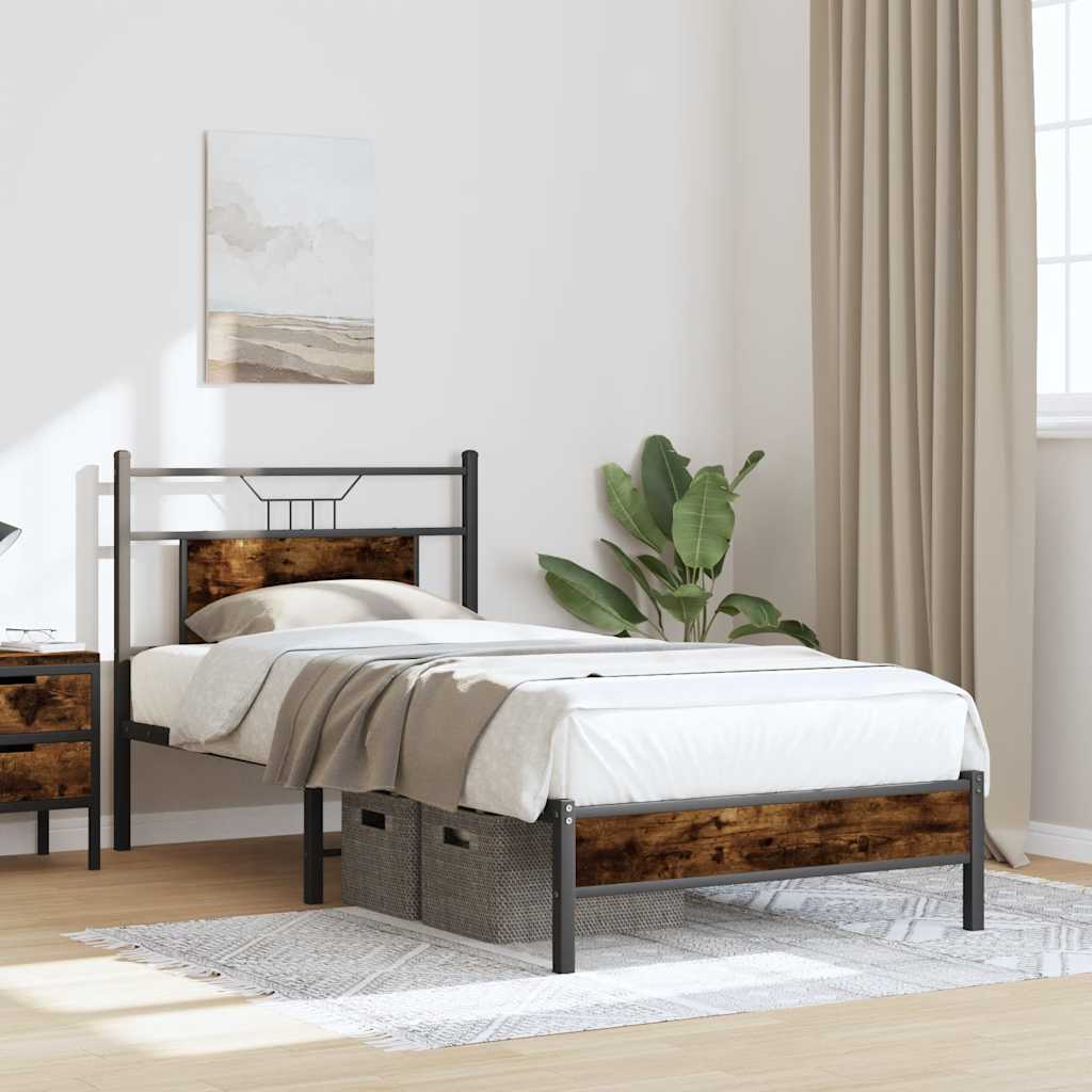 Cadre de lit sans matelas chêne fumé 90x200cm bois d'ingénierie - XIOS