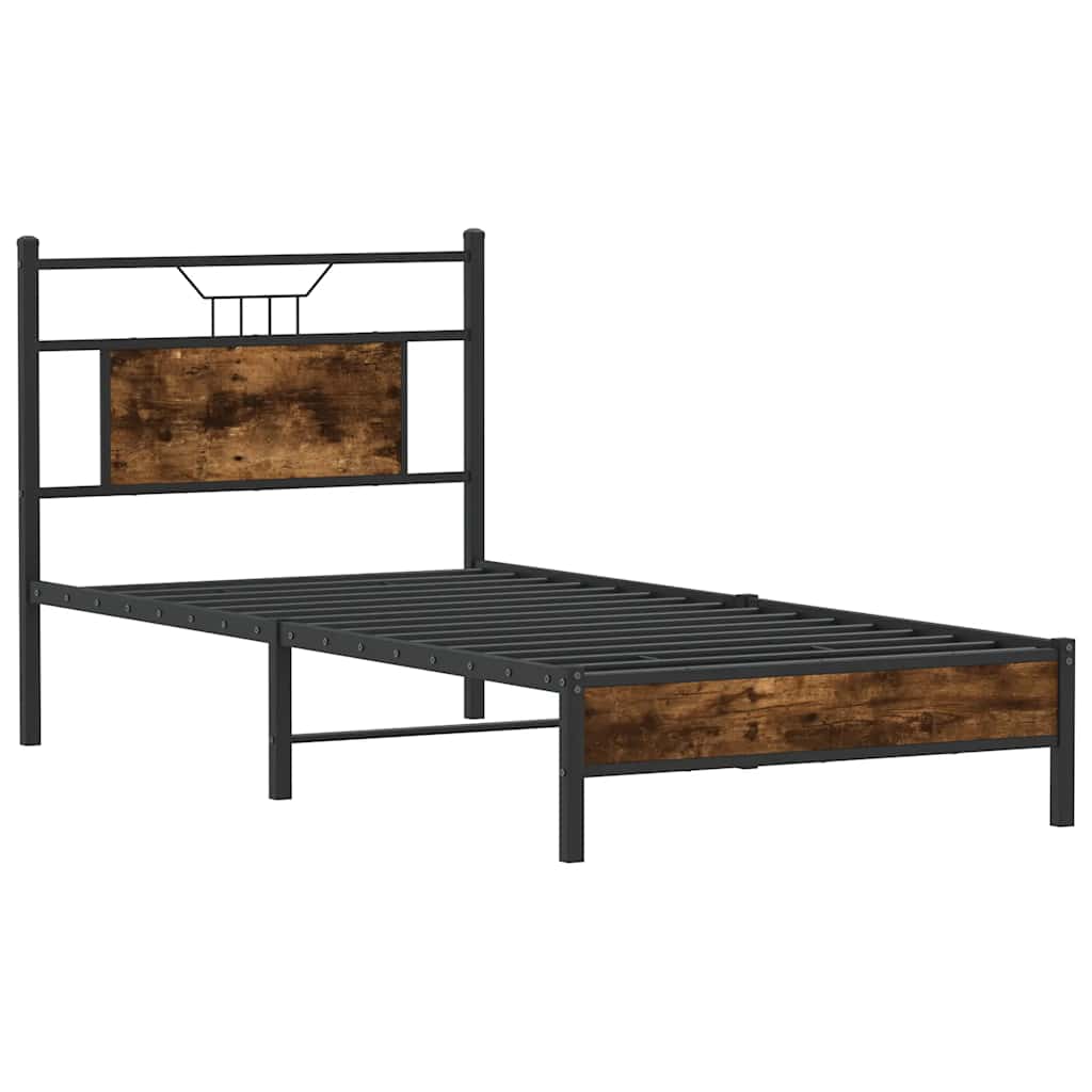 Cadre de lit sans matelas chêne fumé 90x200cm bois d'ingénierie - XIOS