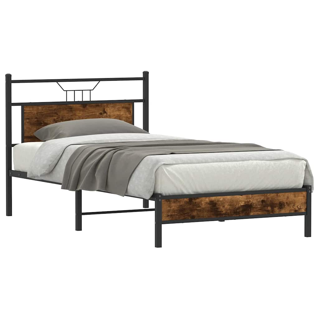 Cadre de lit sans matelas chêne fumé 107x203 cm bois ingénierie - XIOS