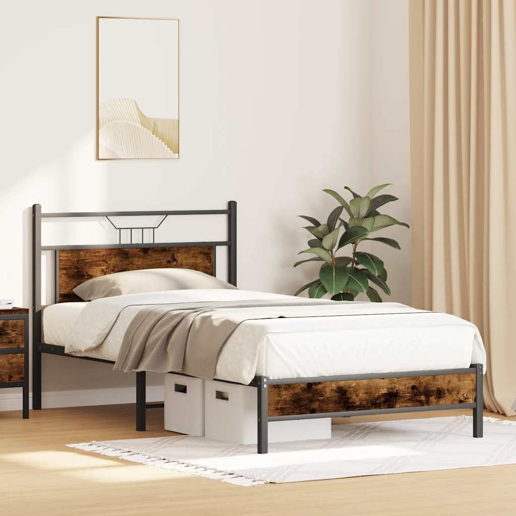 Cadre de lit sans matelas chêne fumé 107x203 cm bois ingénierie - XIOS