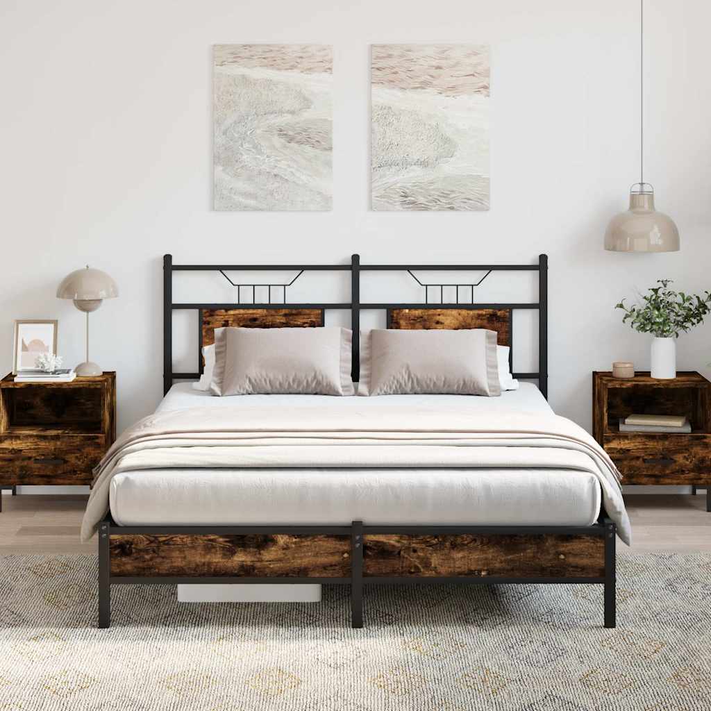 Cadre de lit sans matelas chêne fumé 137x190 cm bois ingénierie - XIOS