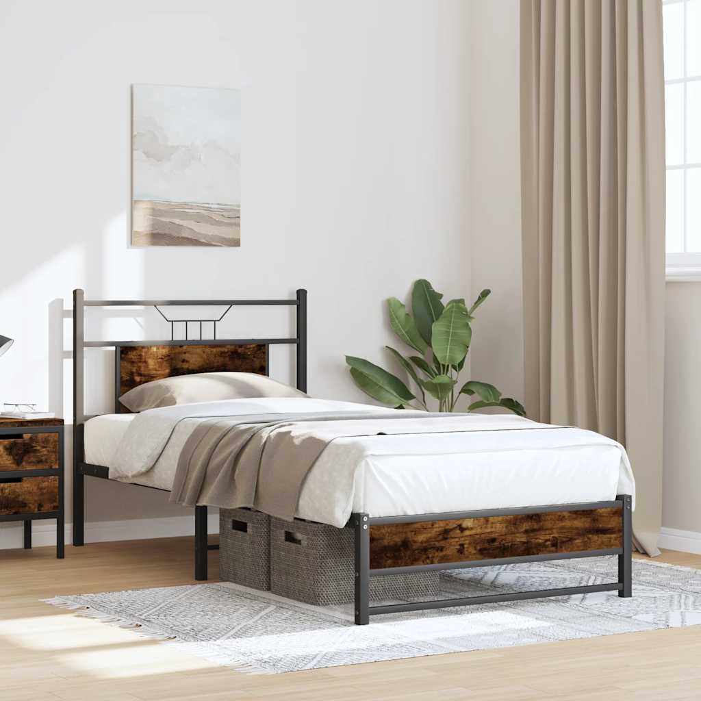 Cadre de lit sans matelas chêne fumé 80x200cm bois d'ingénierie - XIOS