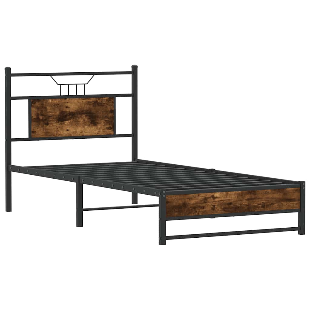 Cadre de lit sans matelas chêne fumé 90x190cm bois d'ingénierie - XIOS