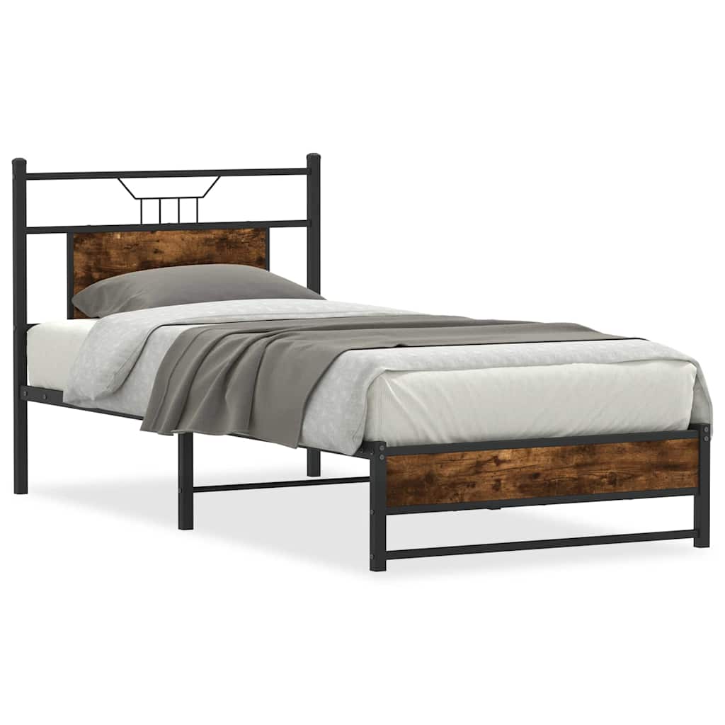 Cadre de lit sans matelas chêne fumé 90x200cm bois d'ingénierie - XIOS