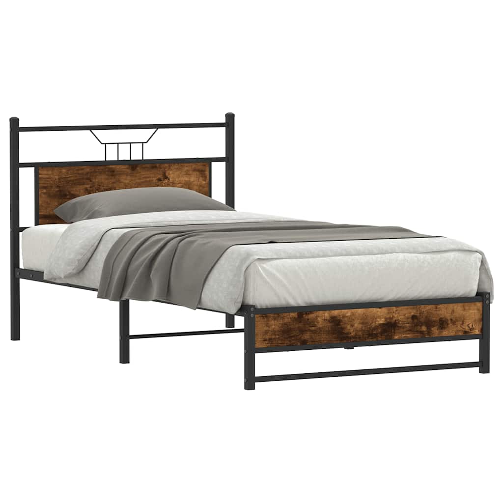Cadre de lit sans matelas chêne fumé 107x203 cm bois ingénierie - XIOS