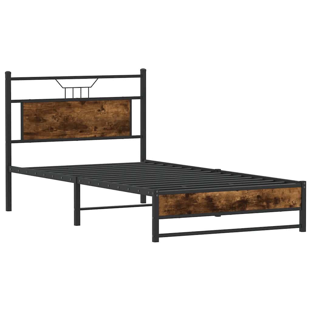 Cadre de lit sans matelas chêne fumé 107x203 cm bois ingénierie - XIOS