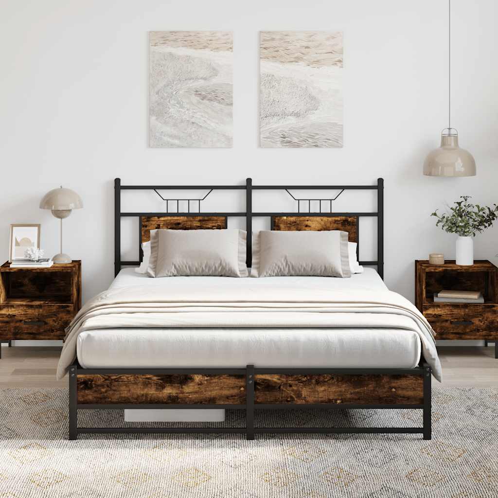 Cadre de lit sans matelas chêne fumé 150x200 cm bois ingénierie - XIOS