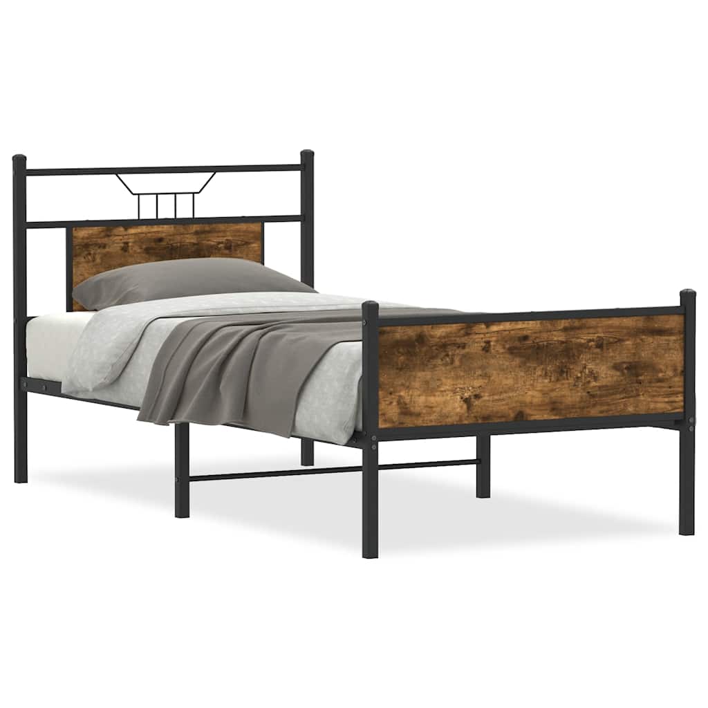 Cadre de lit sans matelas chêne fumé 75x190cm bois d'ingénierie - XIOS