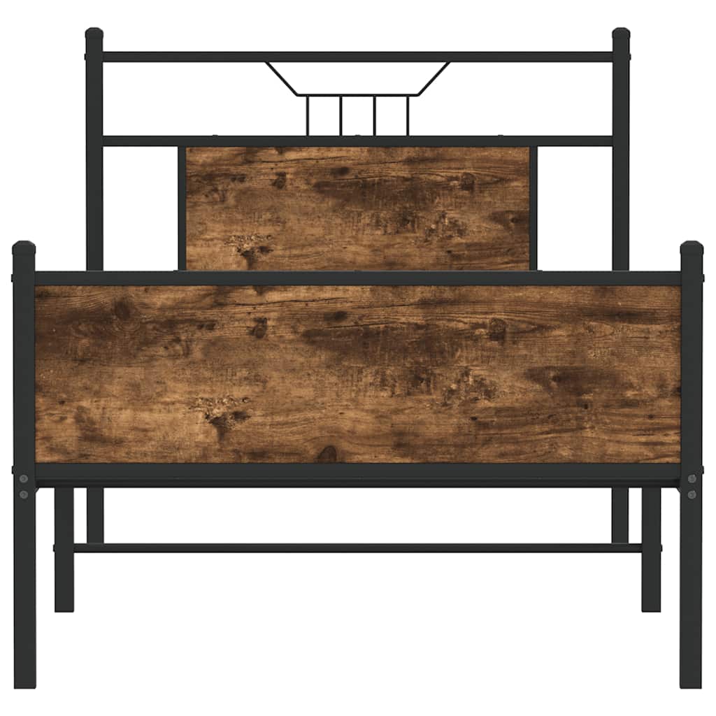 Cadre de lit sans matelas chêne fumé 75x190cm bois d'ingénierie - XIOS