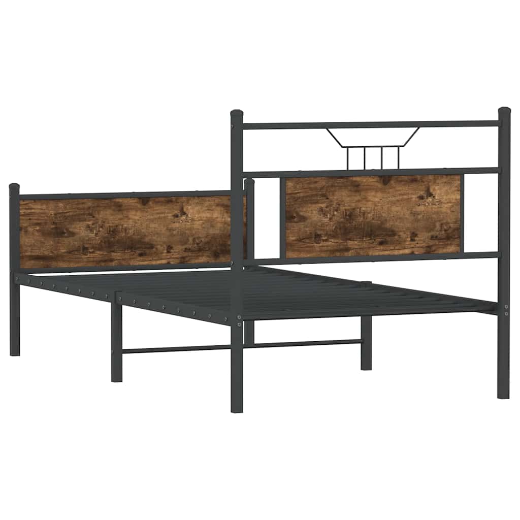 Cadre de lit sans matelas chêne fumé 75x190cm bois d'ingénierie - XIOS