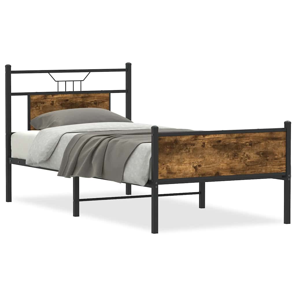 Cadre de lit sans matelas chêne fumé 80x200cm bois d'ingénierie - XIOS