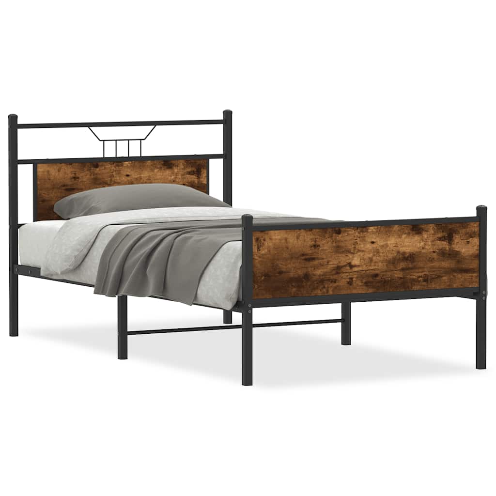 Cadre de lit sans matelas chêne fumé 107x203 cm bois ingénierie - XIOS