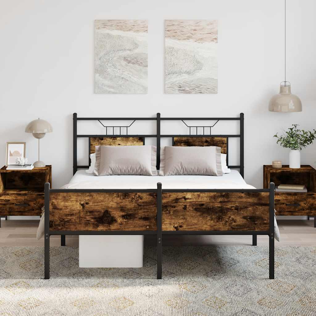 Cadre de lit sans matelas chêne fumé 137x190 cm bois ingénierie - XIOS