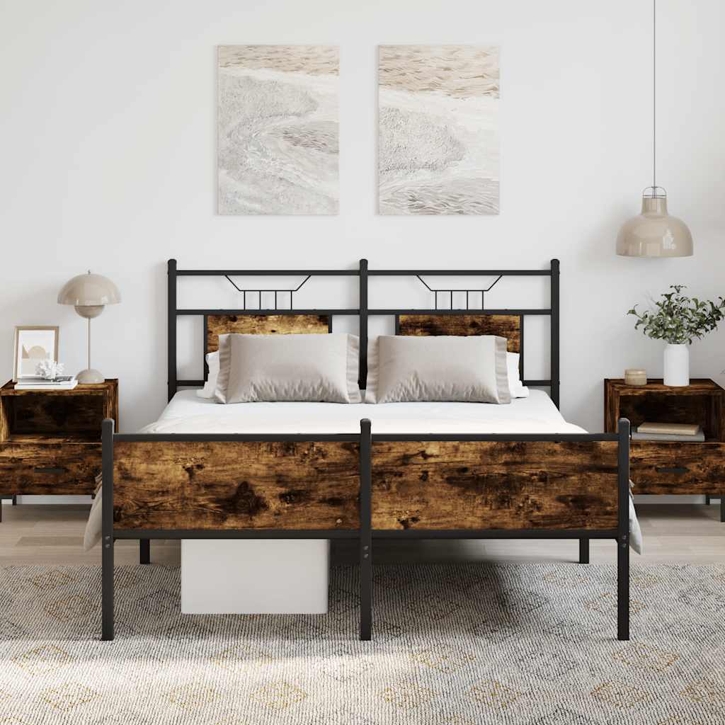 Cadre de lit sans matelas chêne fumé 150x200 cm bois ingénierie - XIOS