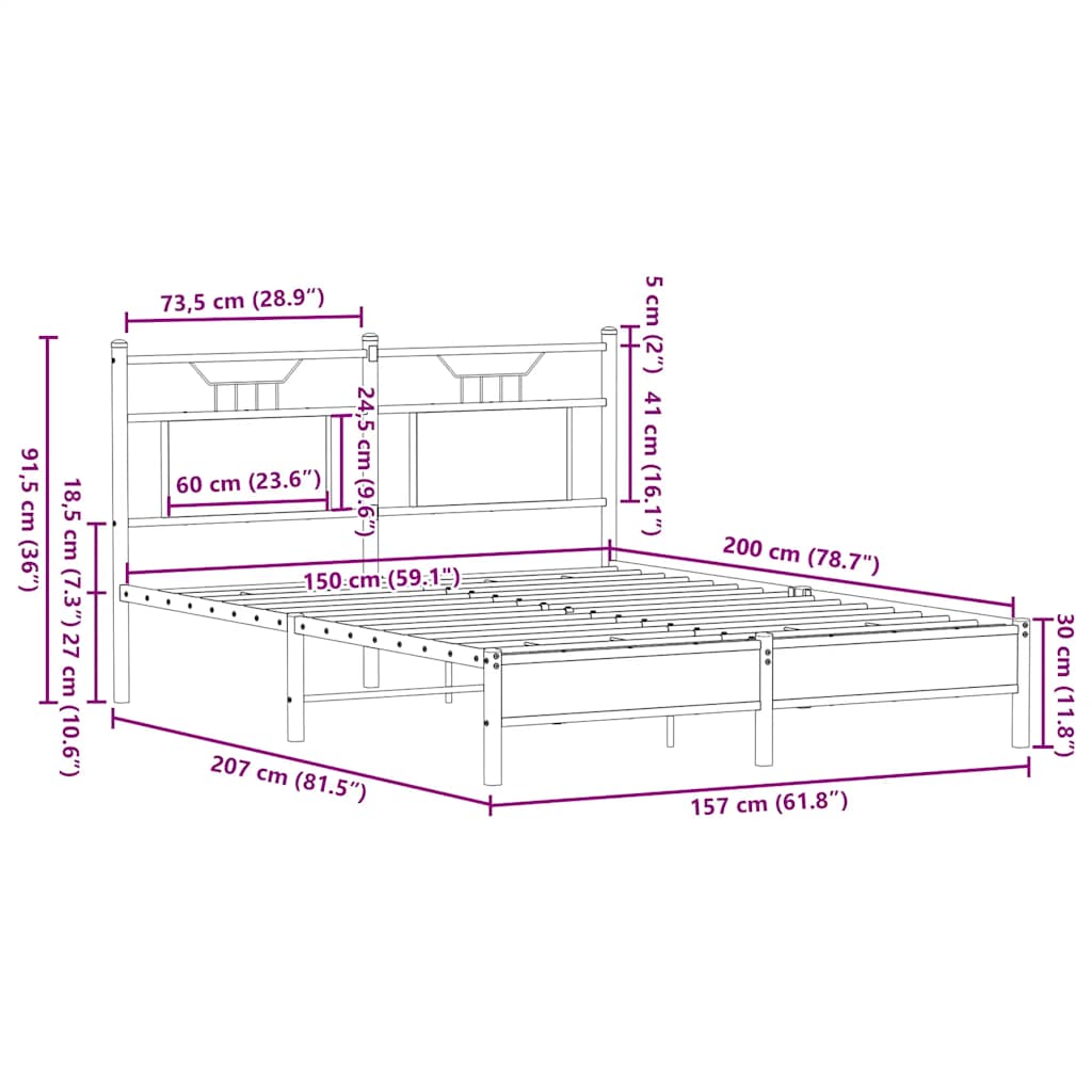 Cadre de lit sans matelas chêne sonoma 150x200 cm - XIOS