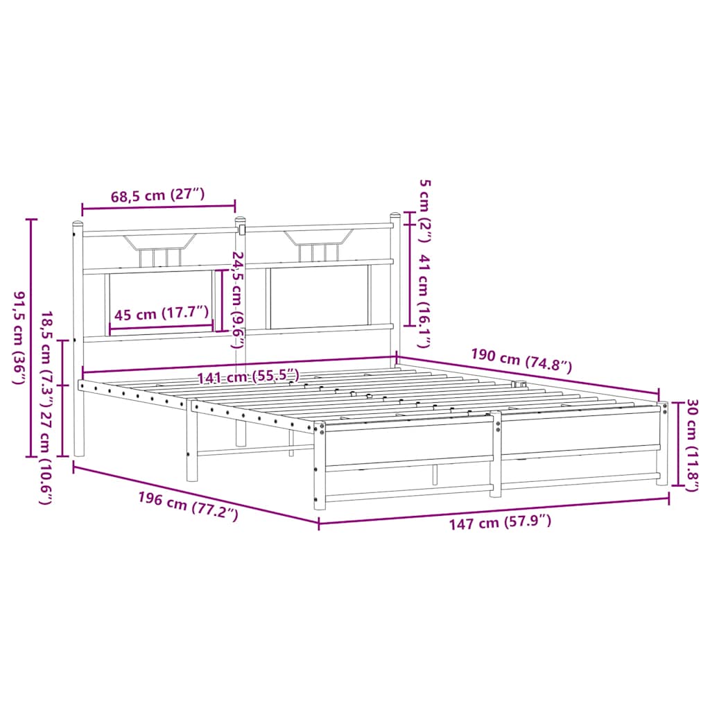 Cadre de lit sans matelas chêne sonoma 140x190 cm - XIOS