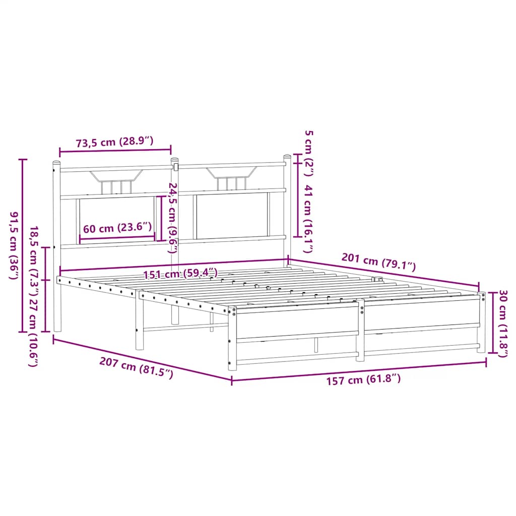 Cadre de lit sans matelas chêne sonoma 150x200 cm - XIOS