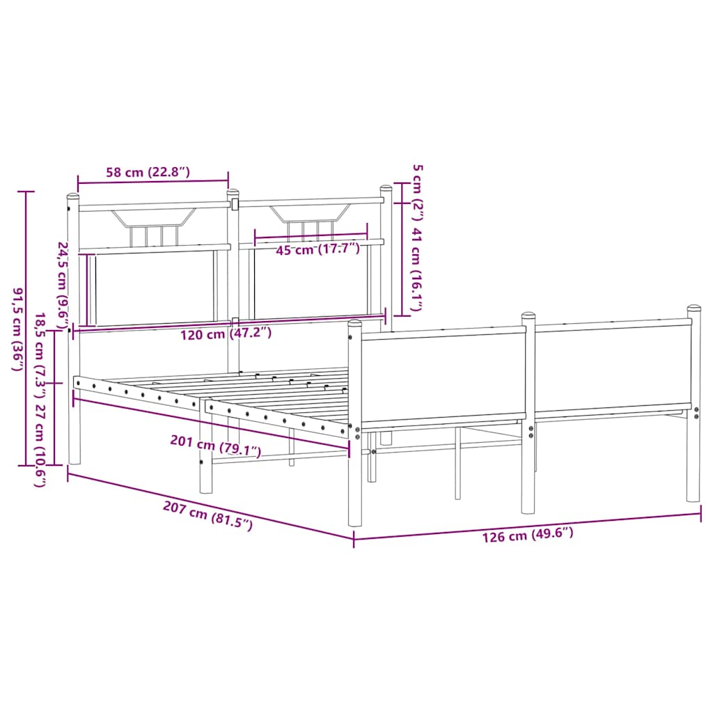 Cadre de lit sans matelas chêne sonoma 120x200 cm - XIOS