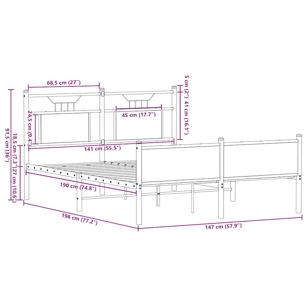 Cadre de lit sans matelas chêne sonoma 140x190 cm - XIOS