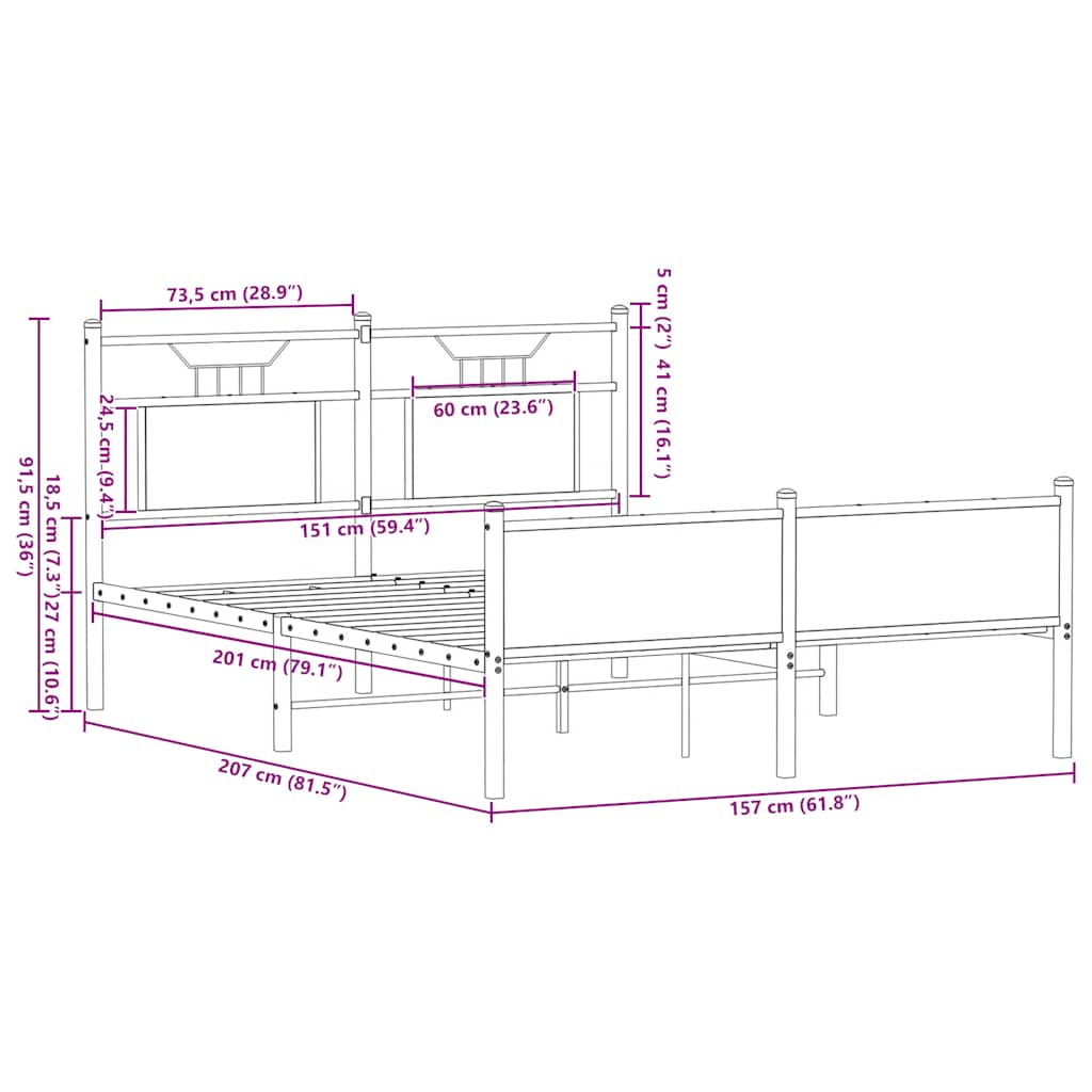 Cadre de lit sans matelas chêne sonoma 150x200 cm - XIOS