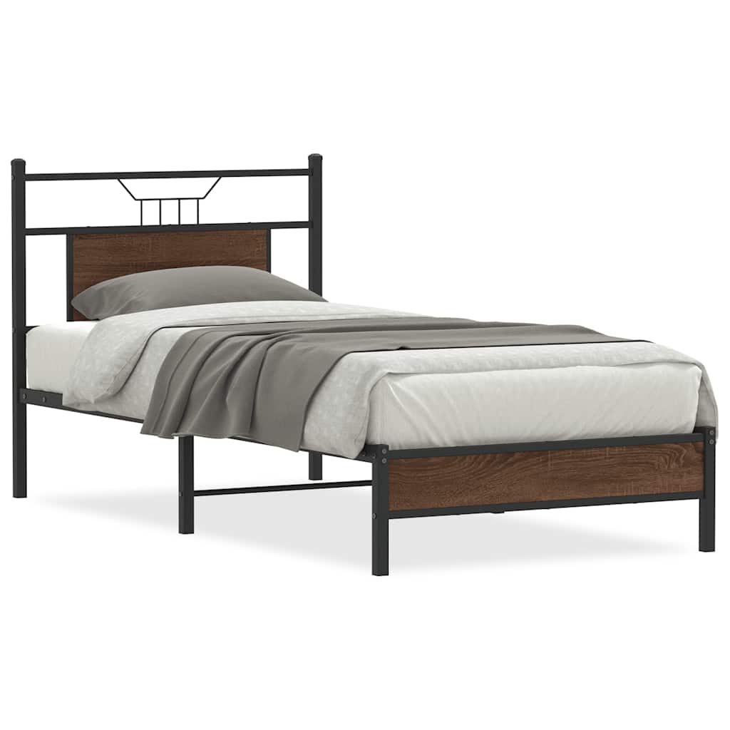 Cadre de lit sans matelas chêne marron 75x190cm bois ingénierie - XIOS