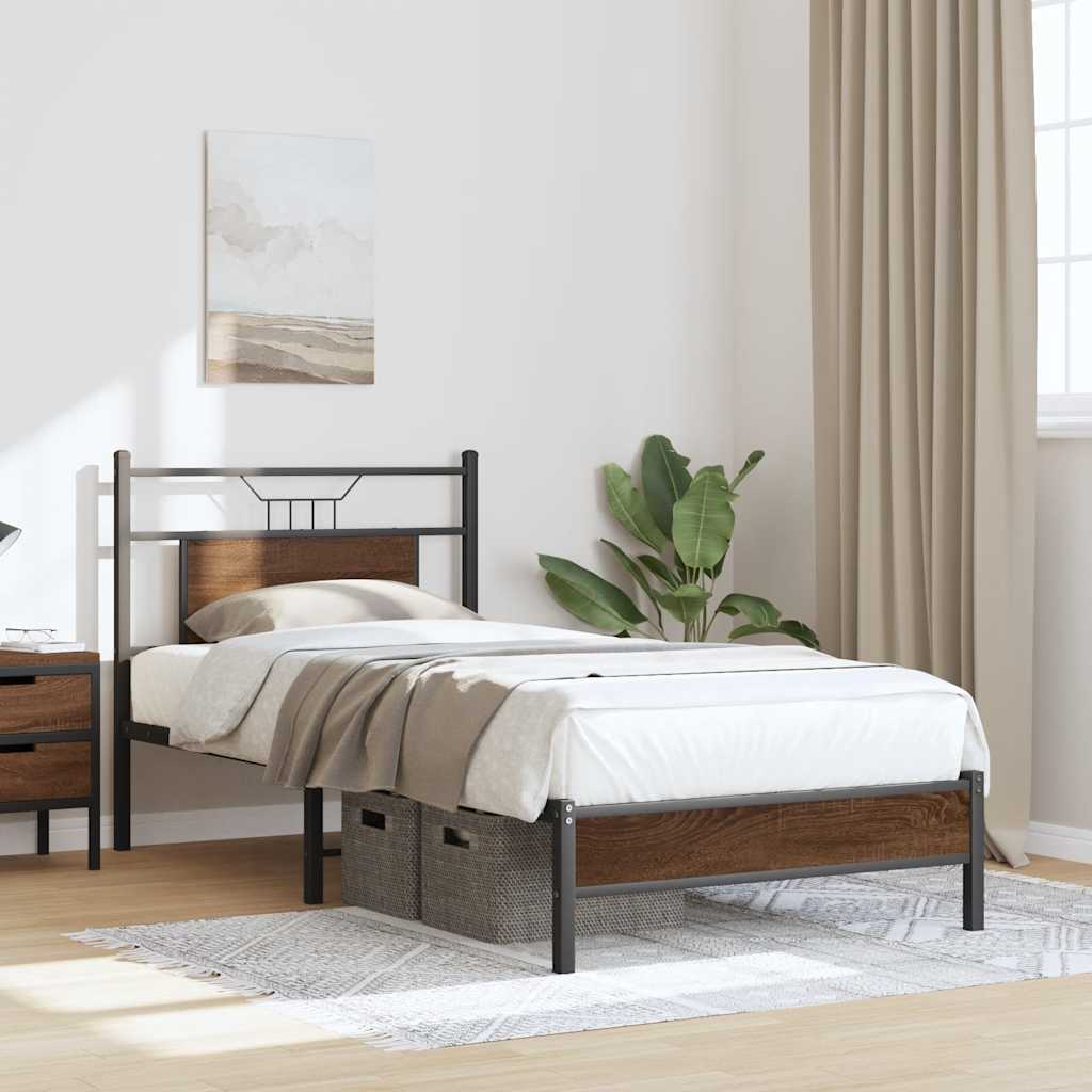 Cadre de lit sans matelas chêne marron 90x190cm bois ingénierie - XIOS