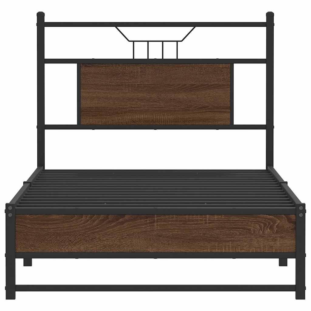 Cadre de lit sans matelas chêne marron 80x200cm bois ingénierie - XIOS