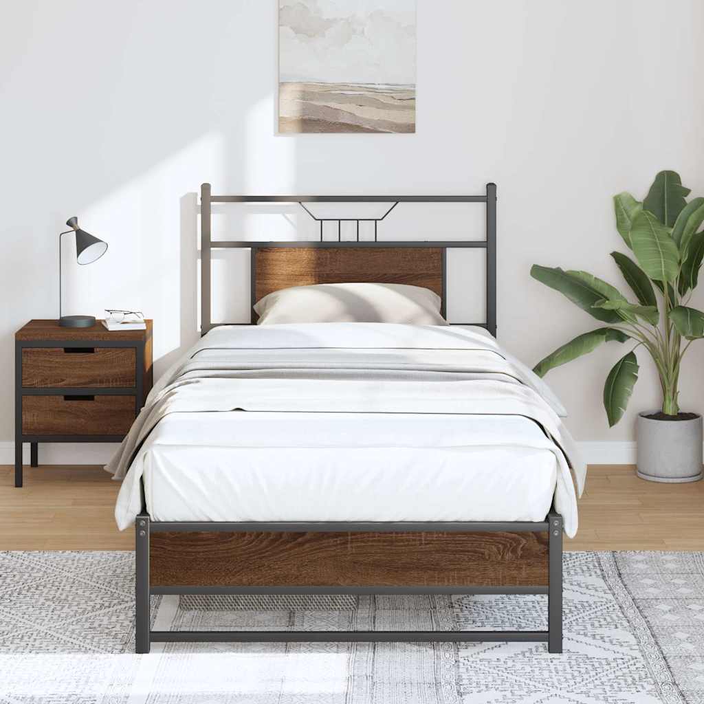 Cadre de lit sans matelas chêne marron 90x190cm bois ingénierie - XIOS