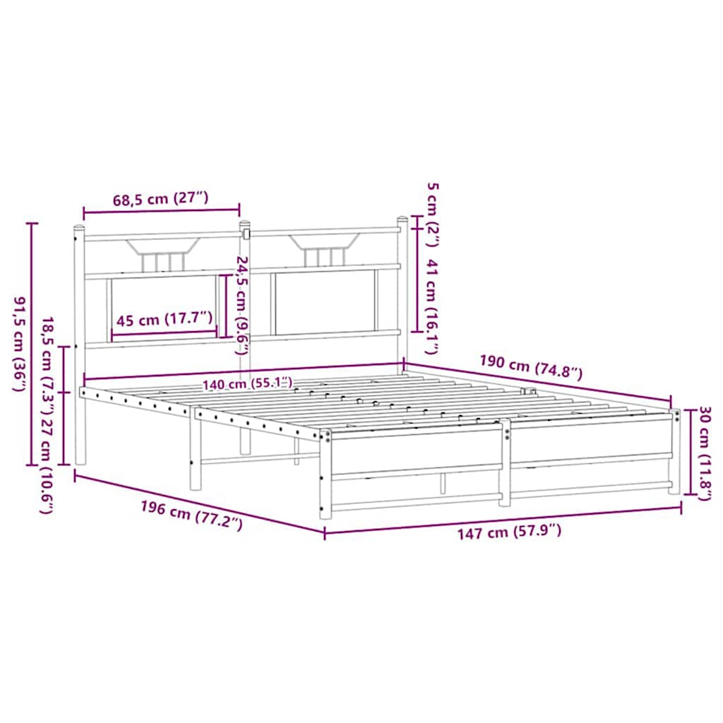 Cadre de lit sans matelas chêne marron 140x190 cm - XIOS