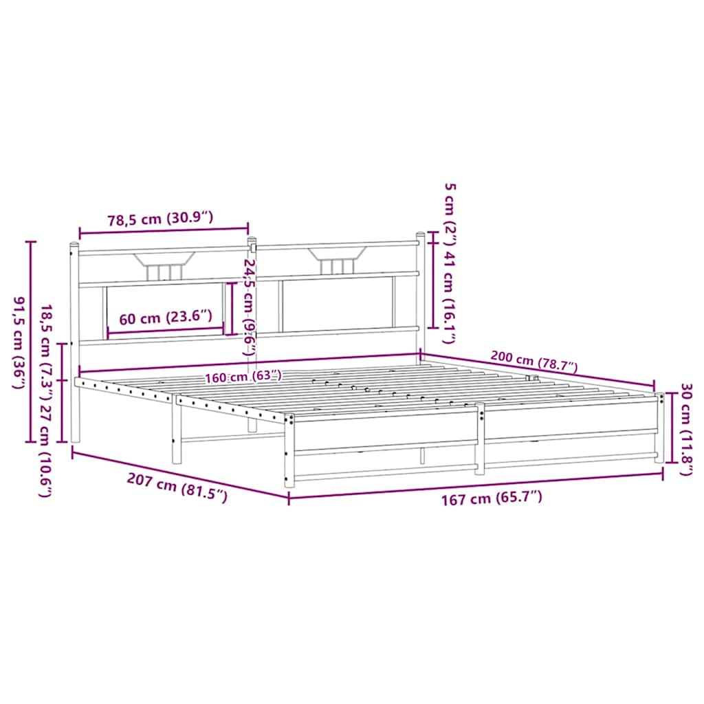 Cadre de lit sans matelas chêne marron 160x200 cm - XIOS
