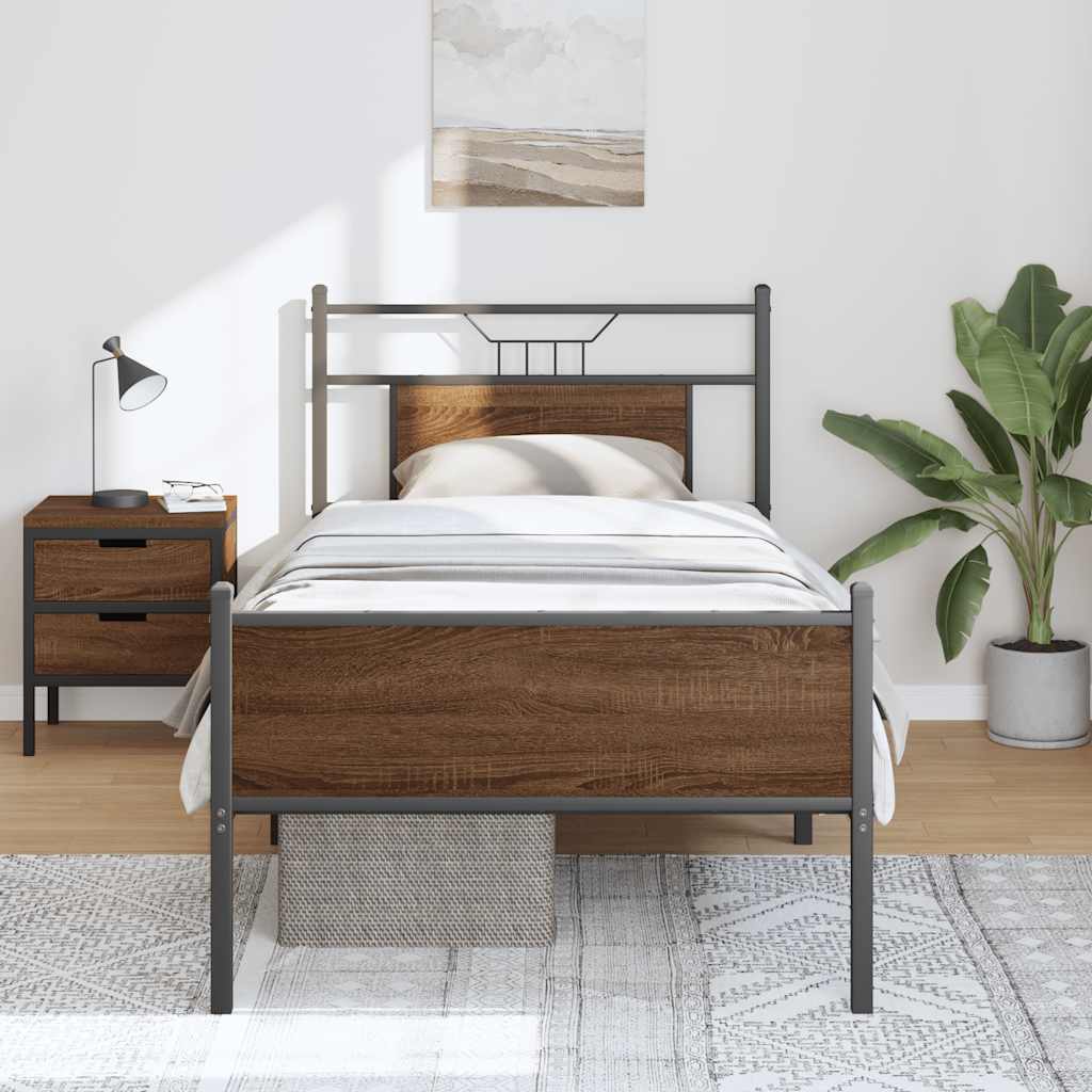 Cadre de lit sans matelas chêne marron 75x190cm bois ingénierie - XIOS