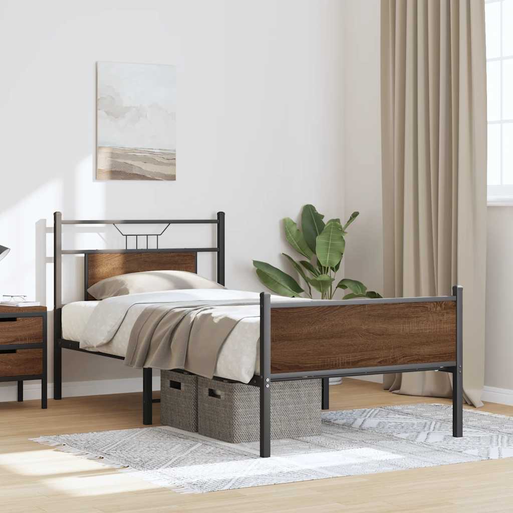 Cadre de lit sans matelas chêne marron 80x200cm bois ingénierie - XIOS