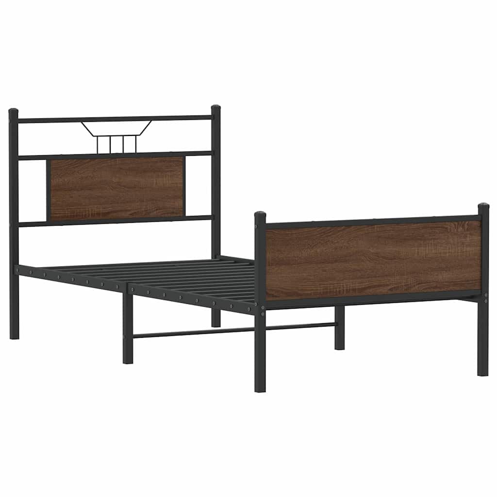 Cadre de lit sans matelas chêne marron 90x200cm bois ingénierie - XIOS