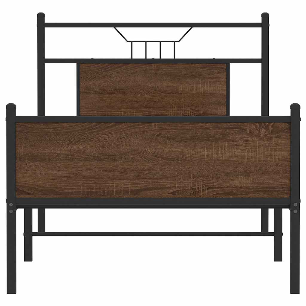 Cadre de lit sans matelas chêne marron 90x200cm bois ingénierie - XIOS