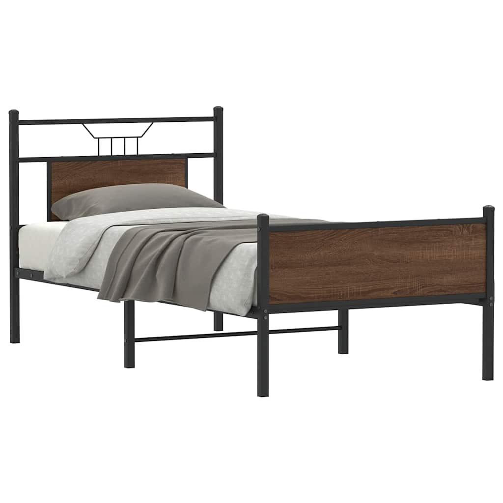 Cadre de lit sans matelas chêne marron 90x200cm bois ingénierie - XIOS