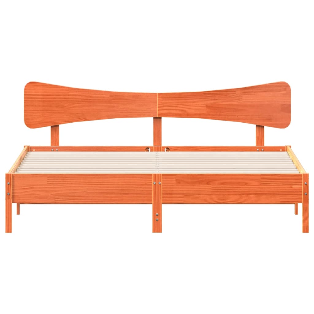 Cadre de lit sans matelas cire marron 200x200cm bois pin massif - XIOS