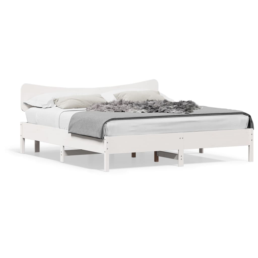 Cadre de lit sans matelas blanc 180x200 cm bois massif de pin - XIOS