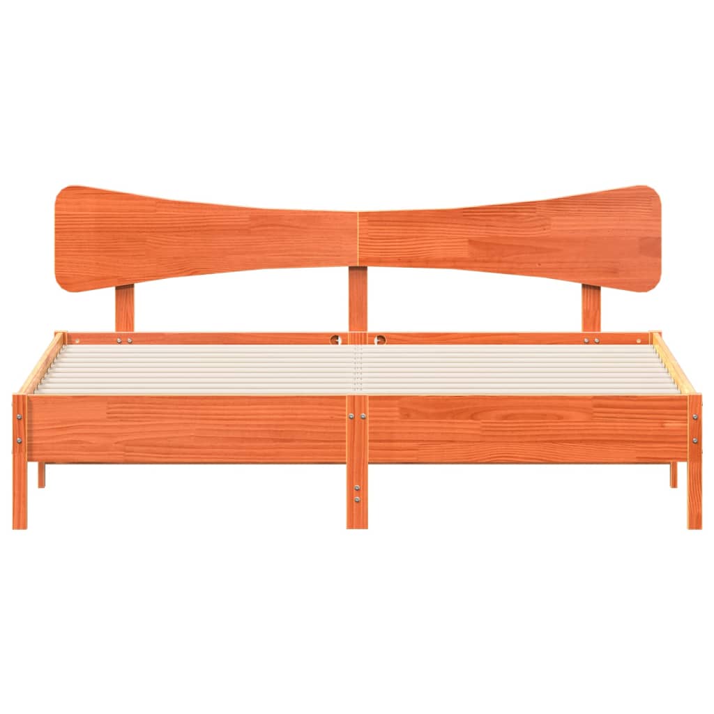 Cadre de lit sans matelas cire marron 180x200cm bois pin massif - XIOS
